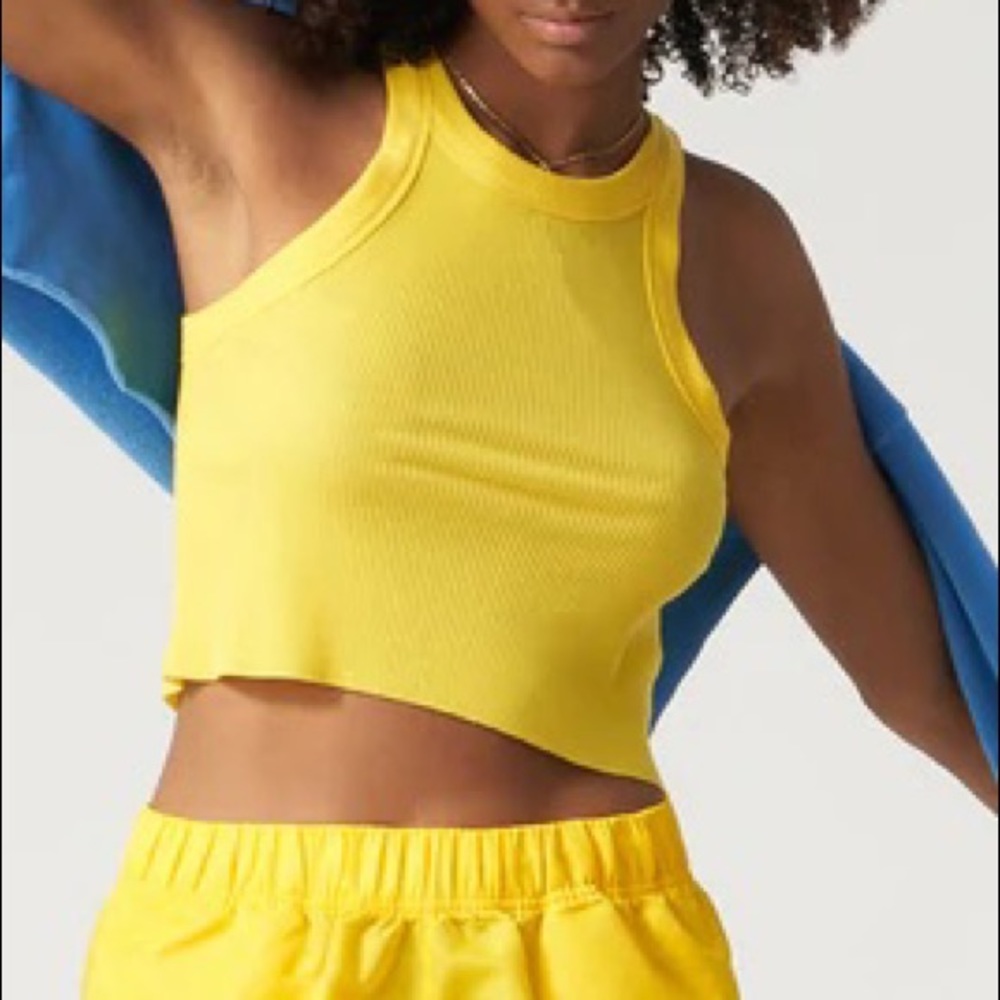 WSLY Yellow Ribbed Crop Top